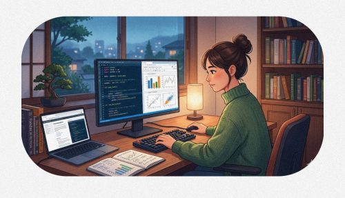 未経験からAI転職を目指してPythonと生成AIアプリ開発の学習を進める男性の姿