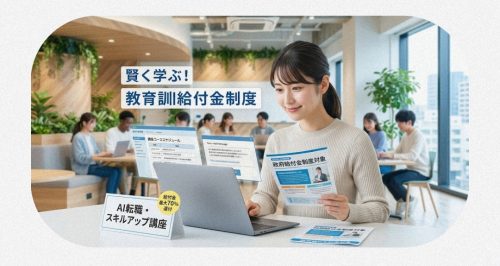 厚生労働省の教育訓練給付金制度を利用してAIスクールで最先端スキルを学ぶ女性